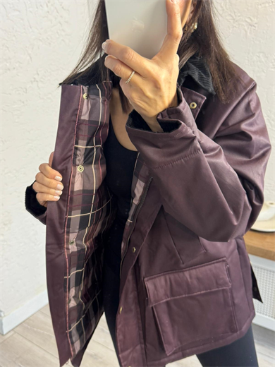 Garnili Yağlı Deri Parka Bordo