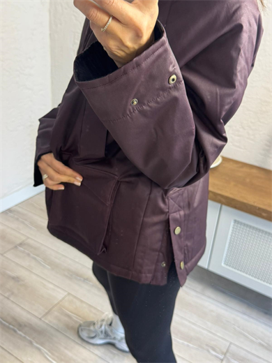 Garnili Yağlı Deri Parka Bordo