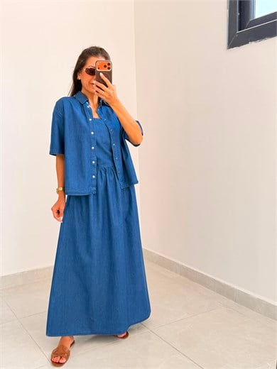 Gömlekli Jean Elbise Takım Dark Blue 