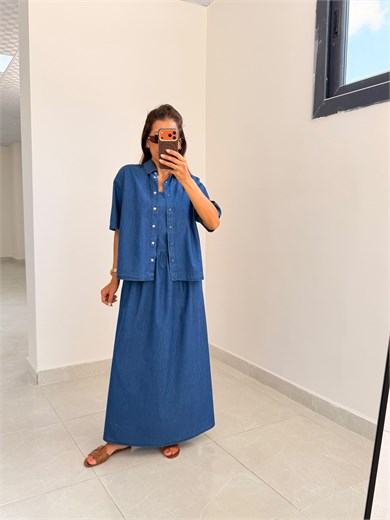 Gömlekli Jean Elbise Takım Dark Blue 