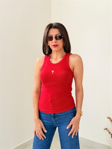 Halter Yaka Fitilli Atlet  Kırmızı 
