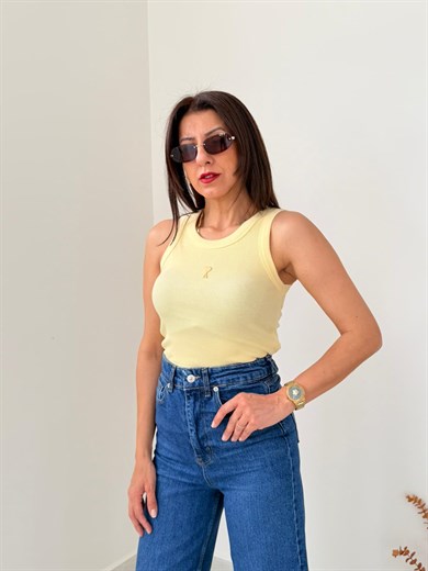 Halter Yaka Fitilli Atlet Sarı 