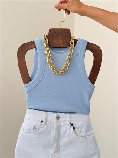 Halter Yaka Kaşkorse Atlet Bebe Mavi