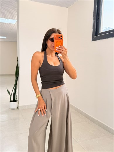 Halter Yaka Top Kahve