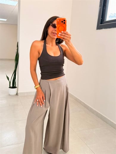 Halter Yaka Top Kahve