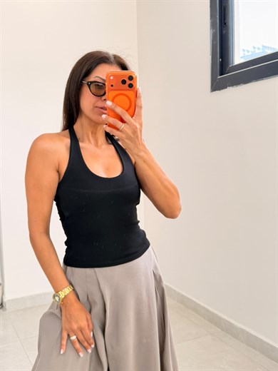 Halter Yaka Top Siyah