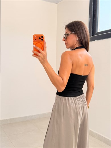 Halter Yaka Top Siyah
