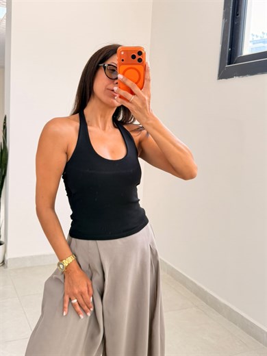 Halter Yaka Top Siyah