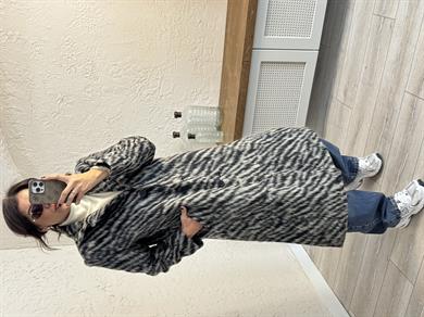 İç Astarlı Yumoş Arka Yırtmaçlı Zebra Kaban Bej-Kahve