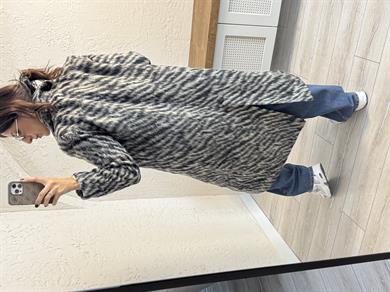 İç Astarlı Yumoş Arka Yırtmaçlı Zebra Kaban Bej-Kahve