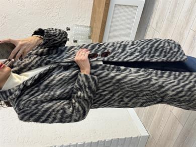 İç Astarlı Yumoş Arka Yırtmaçlı Zebra Kaban Bej-Kahve