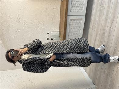 İç Astarlı Yumoş Arka Yırtmaçlı Zebra Kaban Bej-Kahve