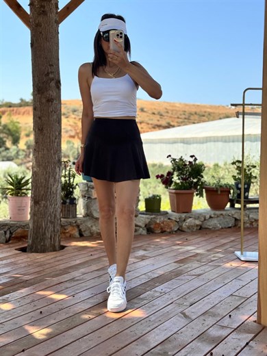 İçi Taytlı Tenisçi Etek Siyah
