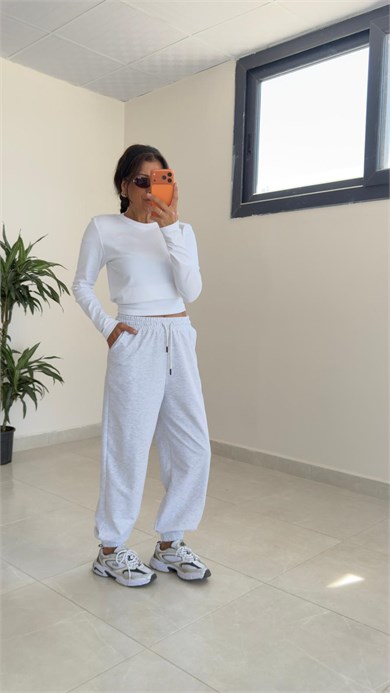 İki İplik Baggy Jogger Gri