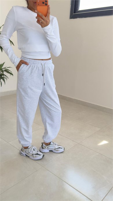İki İplik Baggy Jogger Gri