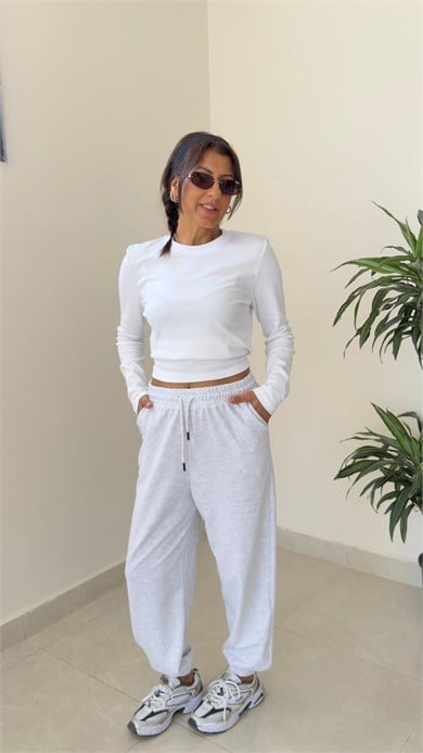 İki İplik Baggy Jogger Gri