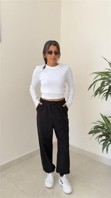 İki İplik Baggy Jogger Siyah
