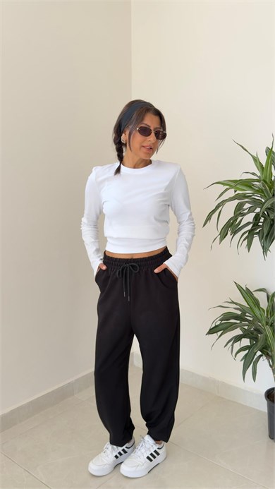 İki İplik Baggy Jogger Siyah