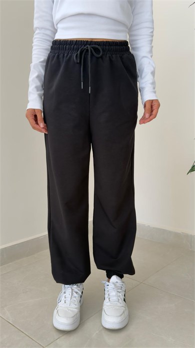 İki İplik Baggy Jogger Siyah