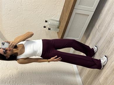 İthal Modal Kumaş Biyeli pantolon Bordo