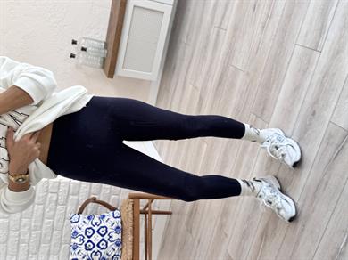 Kadın İç Şardonlu Yüksek Bel Tayt Lacivert