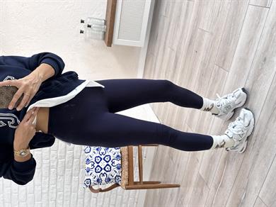 Kadın İç Şardonlu Yüksek Bel Tayt Lacivert