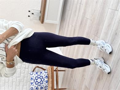 Kadın İç Şardonlu Yüksek Bel Tayt Lacivert