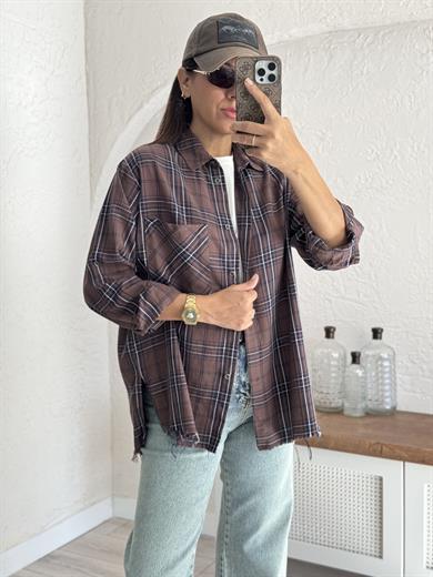 Kahve Ekoseli Gömlek