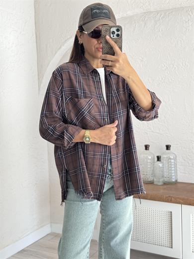 Kahve Ekoseli Gömlek