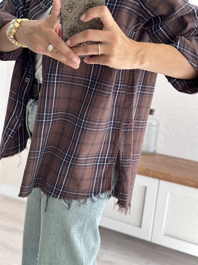 Kahve Ekoseli Gömlek