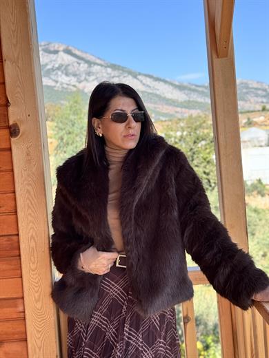 Kahve Premium Suni Kürk Ceket
