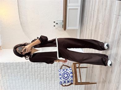 Kahve Şerit Detaylı Takım