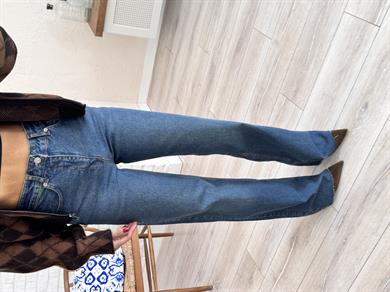 Kesik Paça Straght Jean Tint Mavi