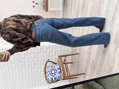 Kesik Paça Straght Jean Tint Mavi