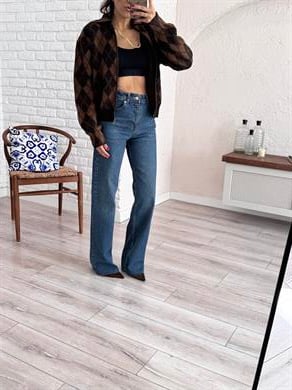 Kesik Paça Straght Jean Tint Mavi