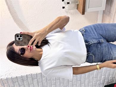 Kısa Kol Düz Tshirt Beyaz