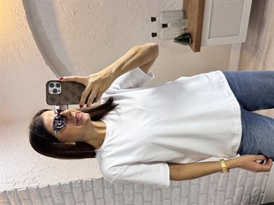 Kısa Kol Düz Tshirt Beyaz