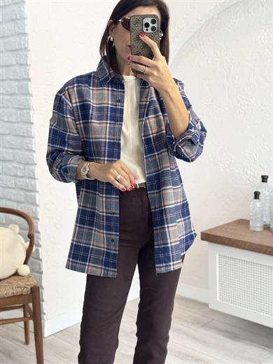 lacivert gri ekoseli gömlek