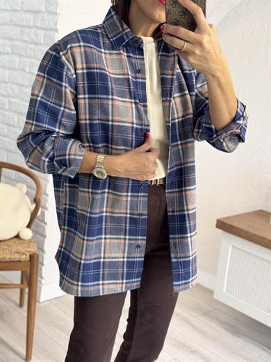 lacivert gri ekoseli gömlek