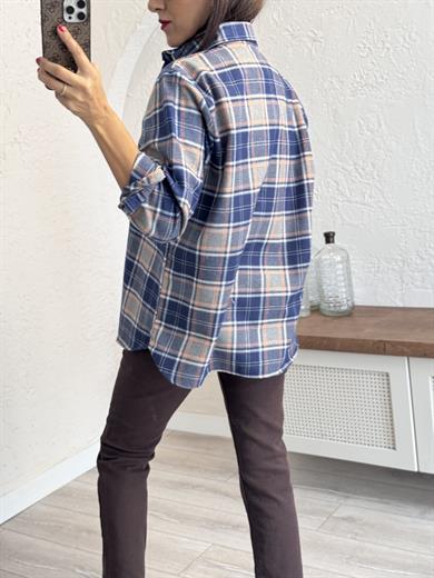 lacivert gri ekoseli gömlek