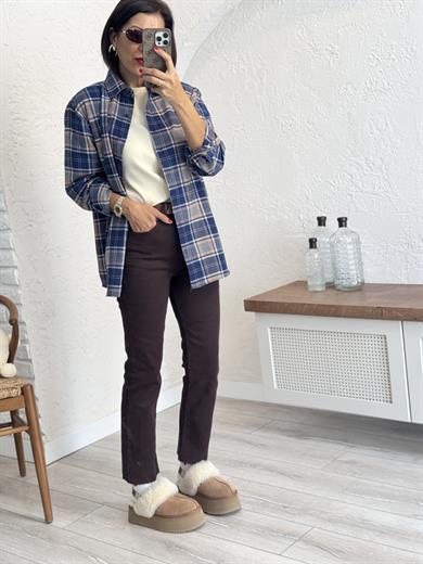 lacivert gri ekoseli gömlek