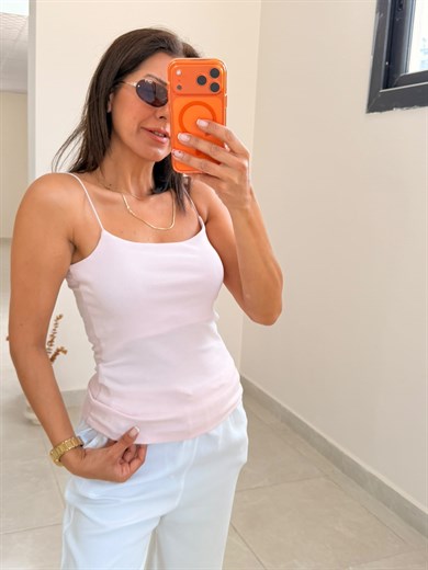 Lastik Askılı Pamuklu Atlet Pembe
