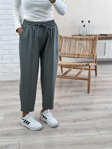 Modal Kumaş Biyeli Şalvar Pantolon Haki