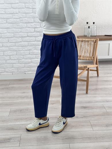 Modal Kumaş Biyeli Şalvar Pantolon Lacivert