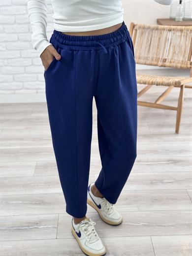 Modal Kumaş Biyeli Şalvar Pantolon Lacivert