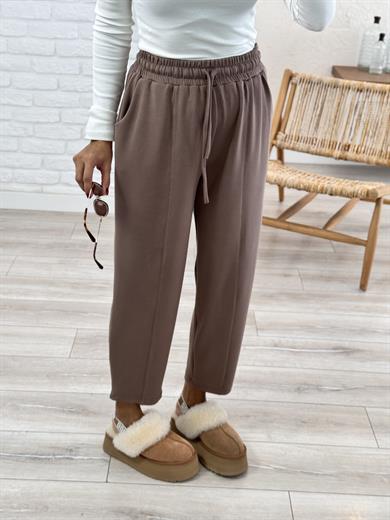 Modal Kumaş Biyeli Şalvar Pantolon Vizon