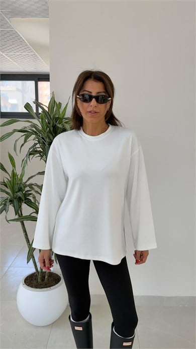 Modal Kumaş Yan Yırtmaçlı Basic Ekru