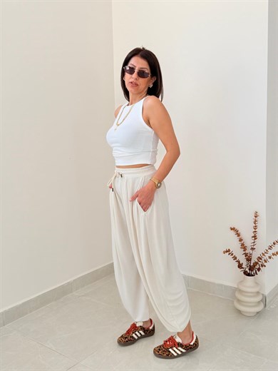 Modal Şalvar Pantolon Eskitme Taş
