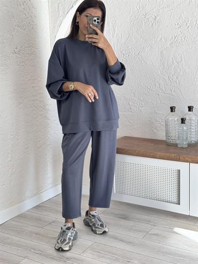 Modal Takım Şalvarlı Pantolon Antrasit 