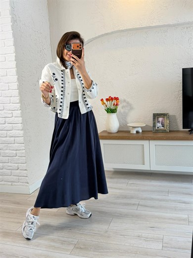 Nakışlı Kısa Gabardin Ceket 